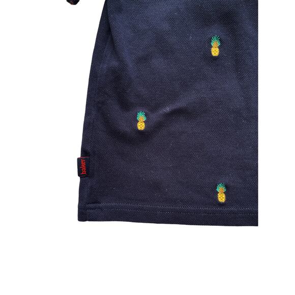 Baker By Ted Baker Navy Pineapple Polo Shirt Size 3 - Picture 3 of 5